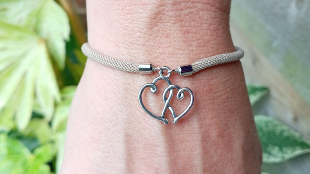 Grey kids bracelet with a Heart Charm