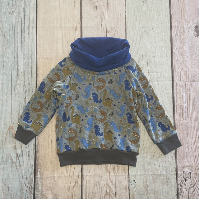 Pullover, Dino blau, Größe 98