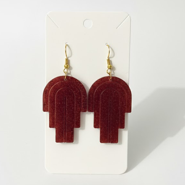 Beautiful burgundy resin earrings 