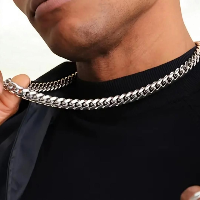Chaîne Cubaine Miami 10 mm en Acier Inoxydable - Bijou Hip-Hop pour Hommes