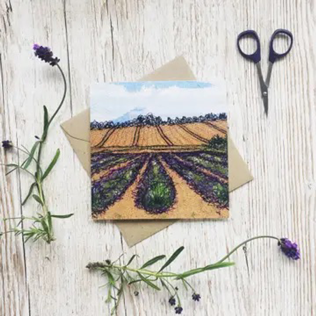 Lavender Fields Embroidery Art Card