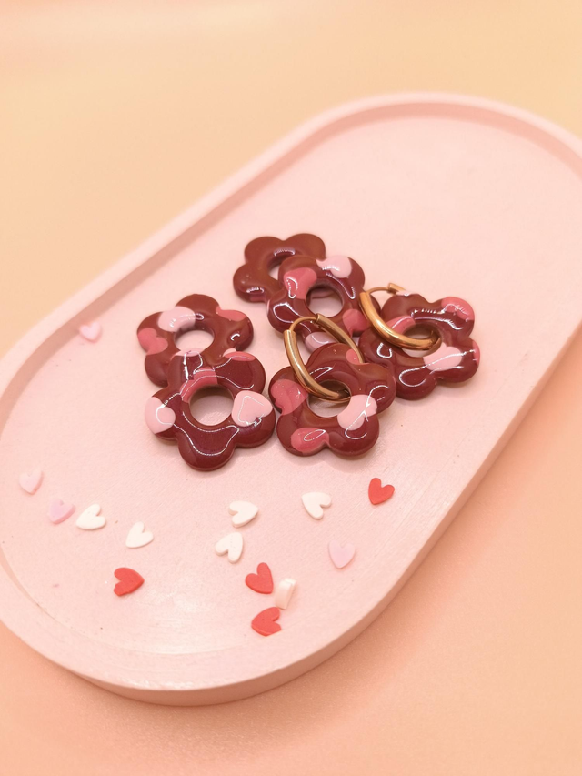 "Penelope" bi-face cœurs et bordeaux