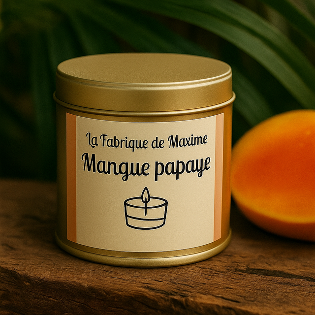 Bougie Artisanale – Mangue &amp; Papaye 150g