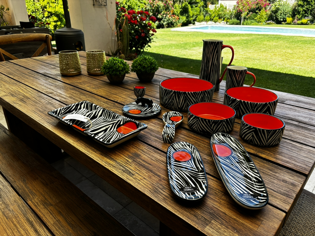Juego cerámica Zebra Red