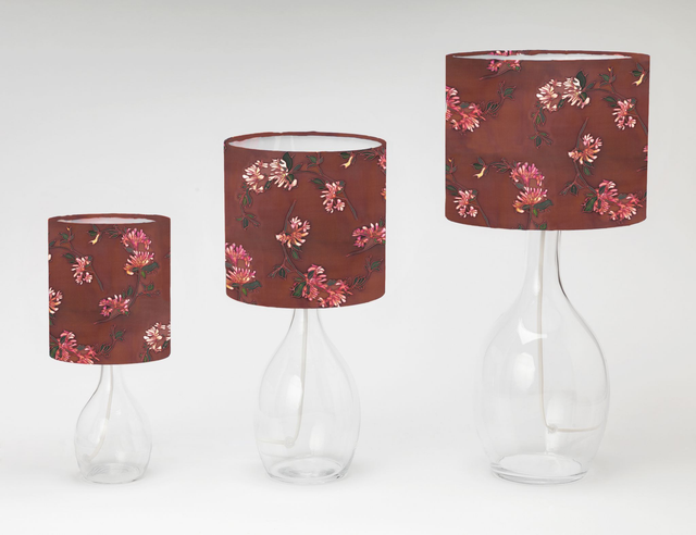 Brown honeysuckle print table shades