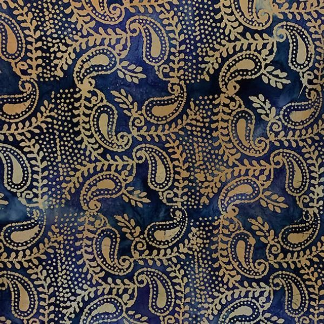 John Loudon Cotton Batik -  Navy Paisley