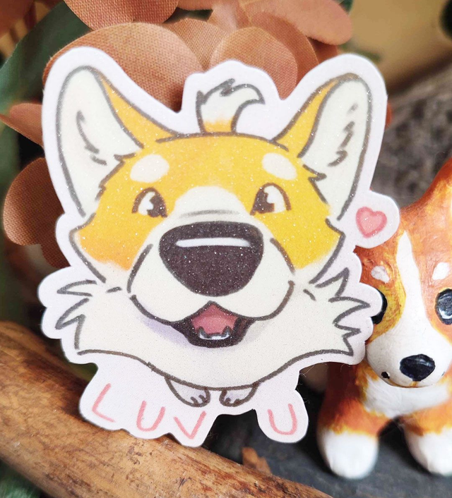 Sticker Corgi Love You