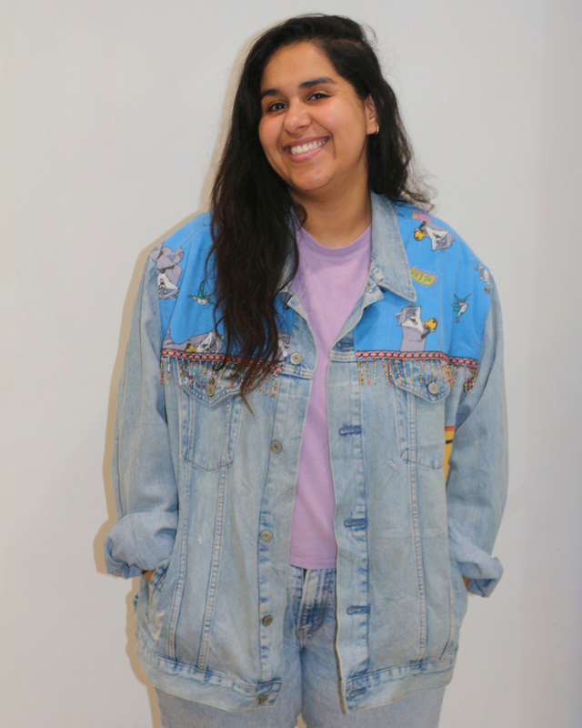🍂 Veste en Jean Upcyclée "Grand Esprit Pocahontas" – Pièce Unique XXL