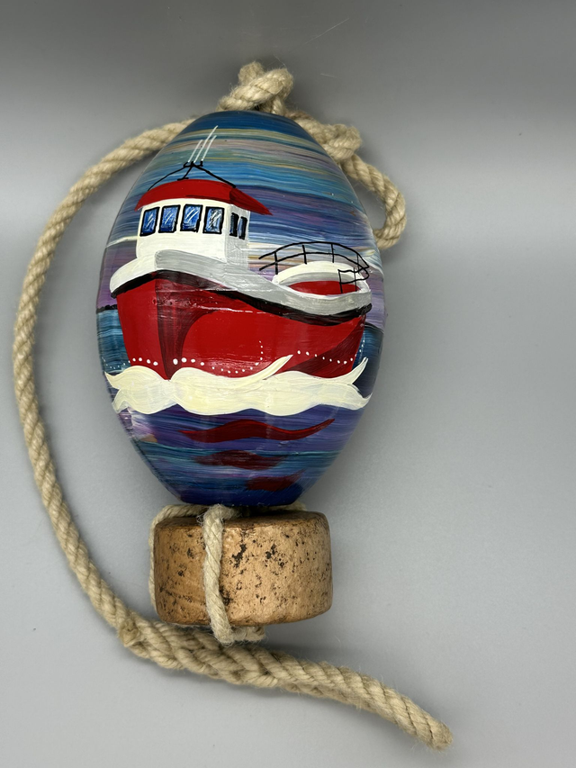 red boat purple skies