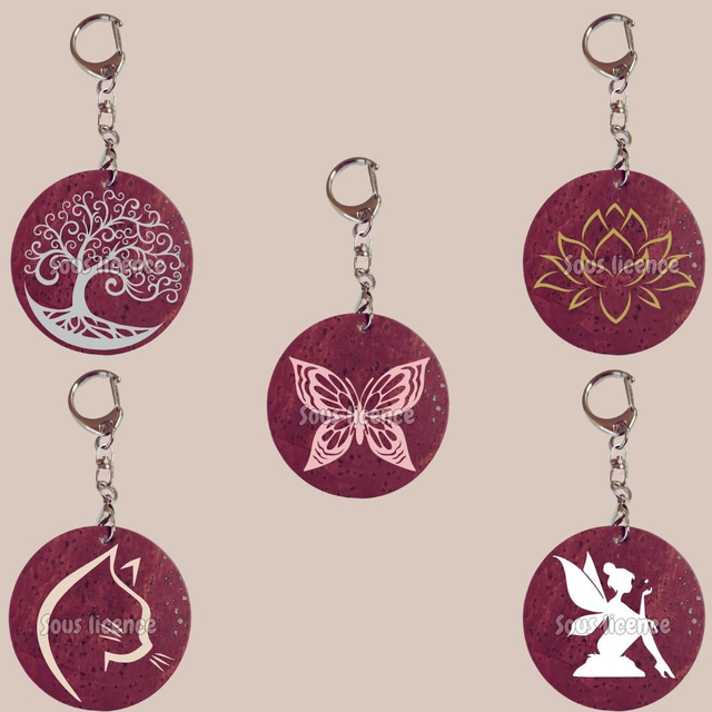 Bijou de sac Liège Prune avec motif