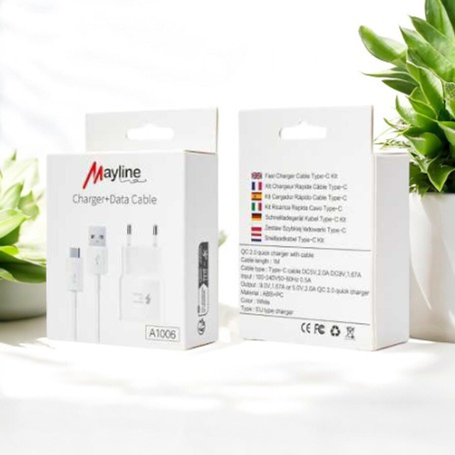 Kit Chargeur Rapide Câble USB vers Type-C 1M (Mayline)