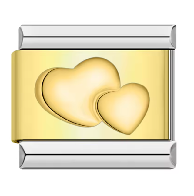 Charm 2 corazones Bicolor