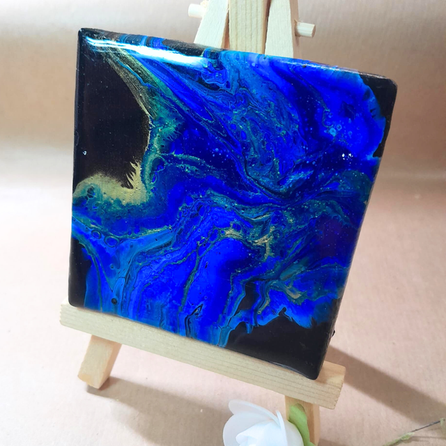 REFLETS D'ECLIPSE - Mini-tableau - Peinture acrylique &amp; résine UV