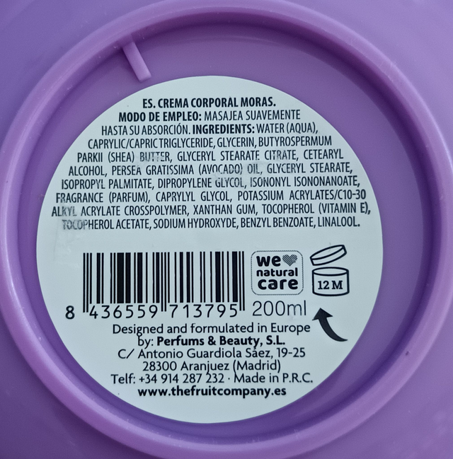 The Fruit Company " Crème corporelle Mûre "