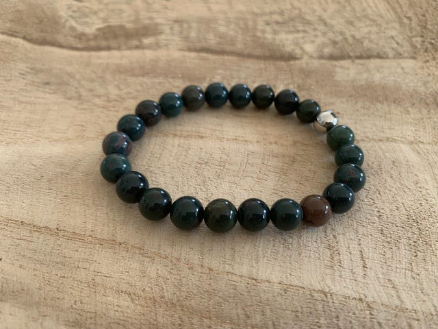 Bracelet Jaspe Héliotrope - Perles de 8mm