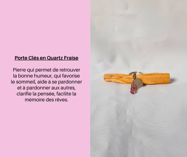 8- Porte Clés résine en Quartz Fraise