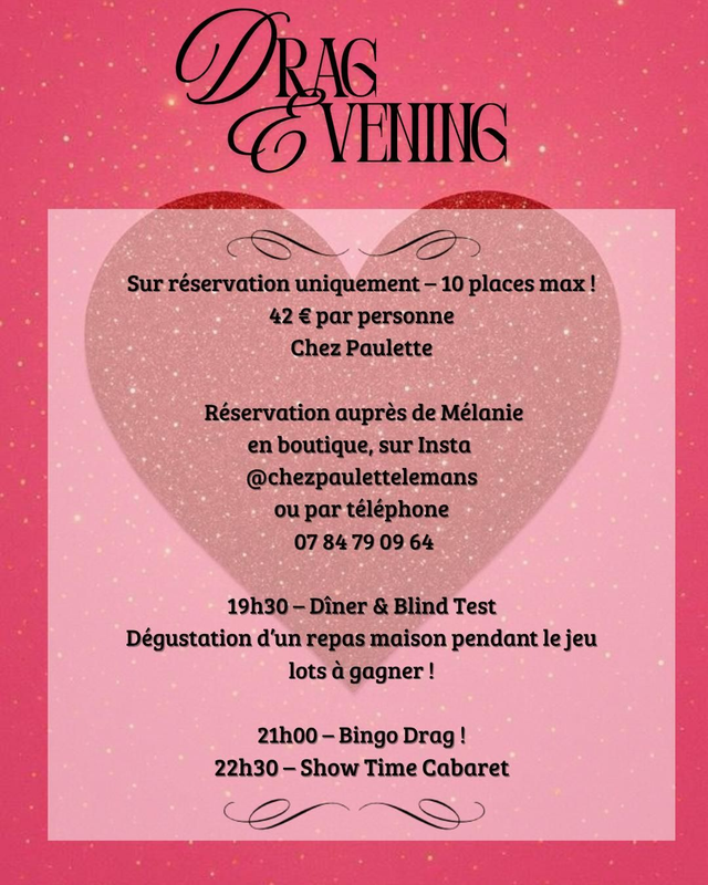 Soirée Drag Evening samedi 6 décembre ✨