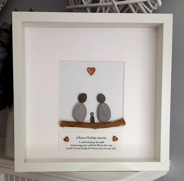 Personalised Pebble Art Gift for Godparents &amp; Guardians – Unique Thank You Keepsake, Handmade Custom Wall Art Present
