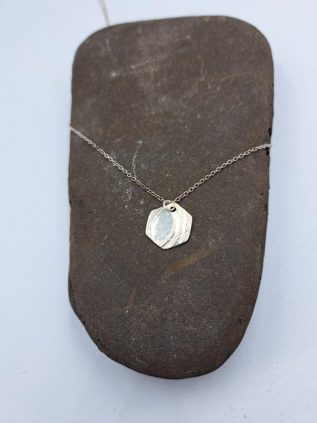 Hexagonal Detail Silver Pendant 