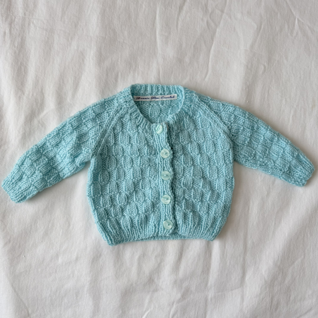 Aqua knitted basket weave cardigan