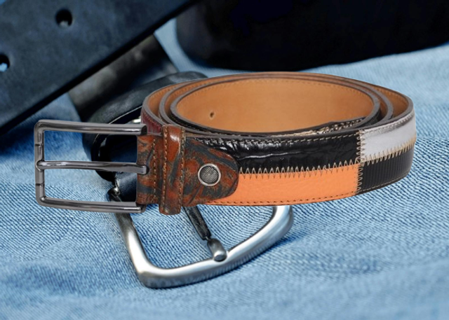 Ceinture en cuir patchwork