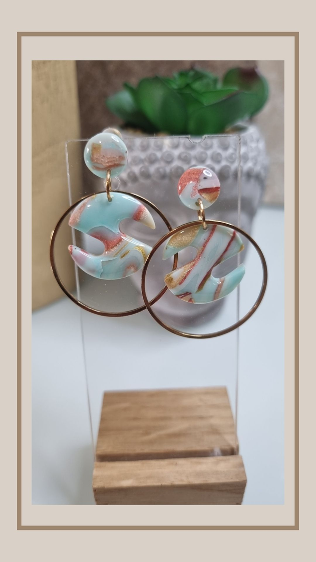 Boucles d'oreilles "bleu été" rond 