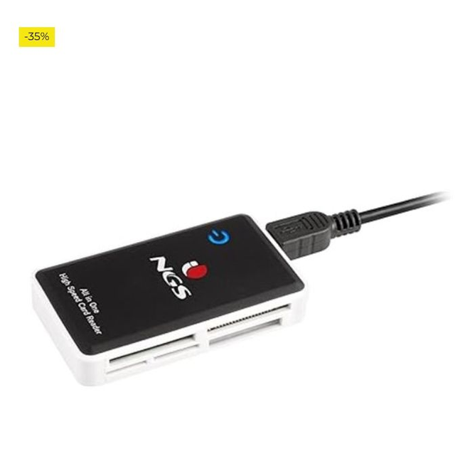 NGS CARD READER MULTIREADER PRO - USB 2.0 Lector de Tarjetas todo en 1, Color Negro