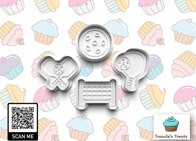 Pickleball Fondant/cookie stamps with cutters