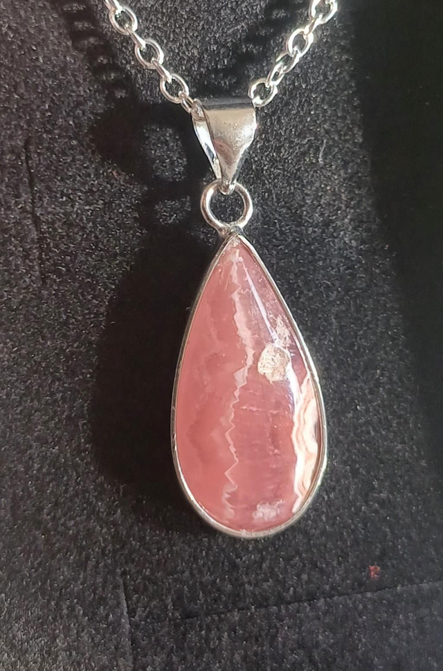 Rhodochrosite Necklace 925 silver Plated