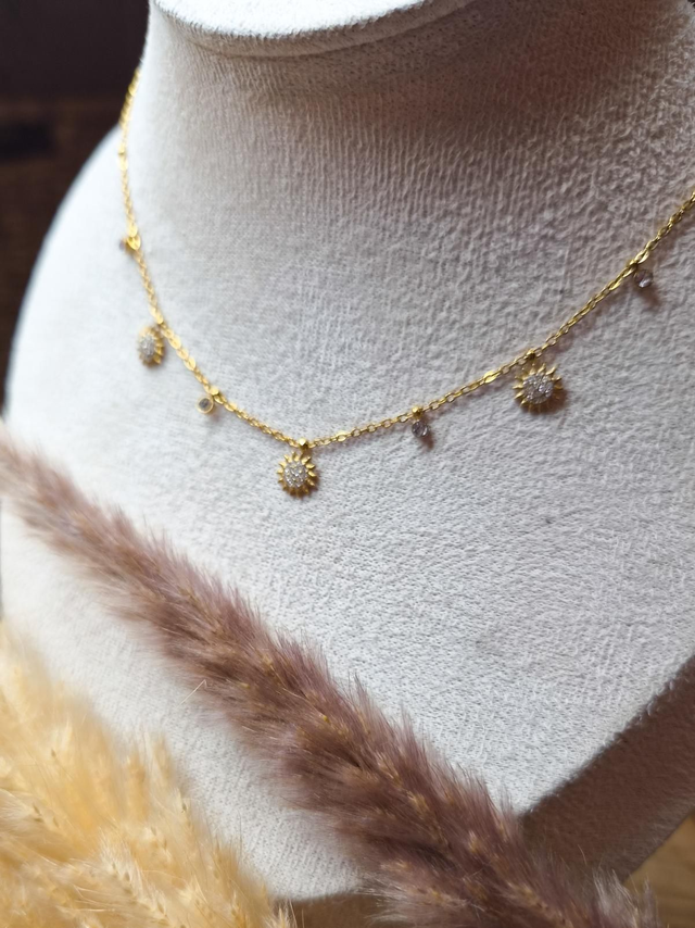 Collier finesse "Multi soleils" - Modèle doré