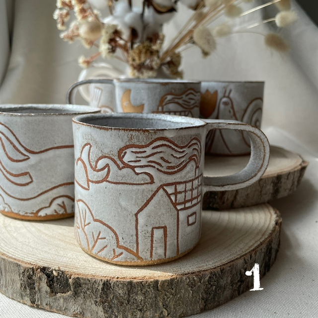 Tasse café illustré - Blanc