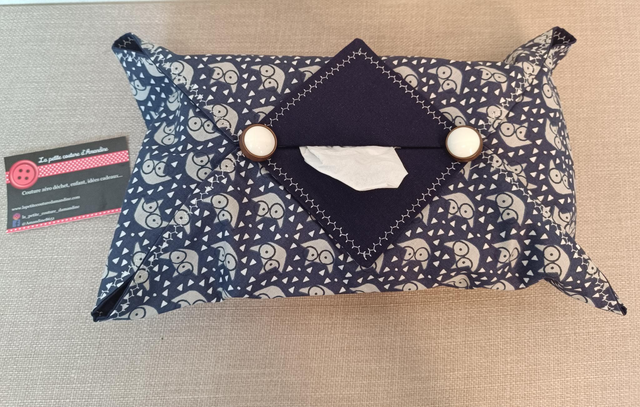 Housse boîte à mouchoirs hiboux bleu
