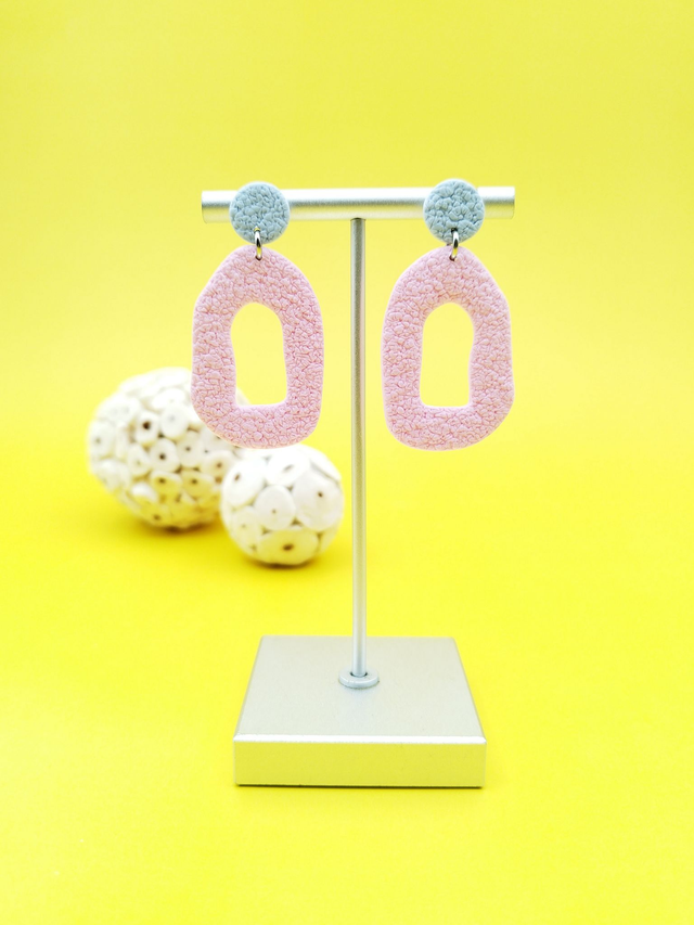 Boucles d&#039;oreilles &quot;Odéa&quot; Rose et Bleu pastels