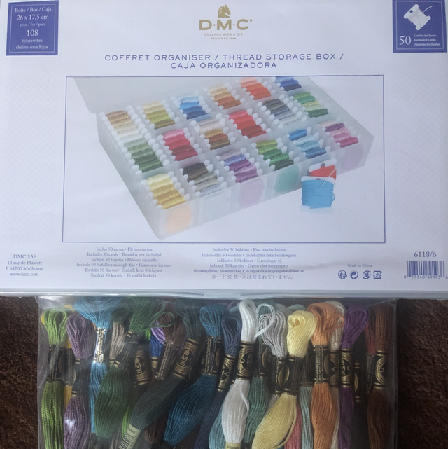 DMC Bobbin Box and 50 bobbins 