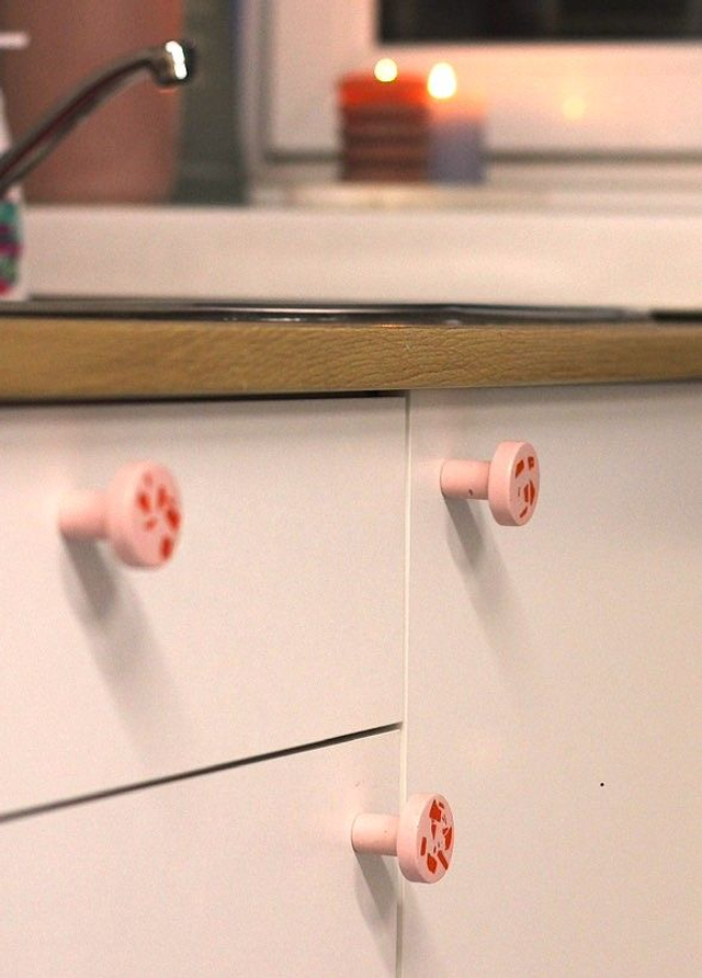 Różowy uchwyt do mebli, gałka do szuflady frontu, lastryko