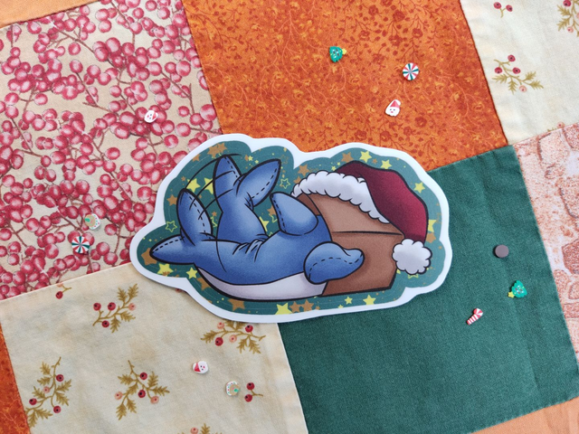 Weihnachtshai im Karton - Sticker