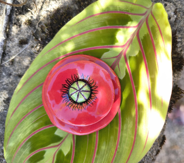 Broche coquelicot rouge 