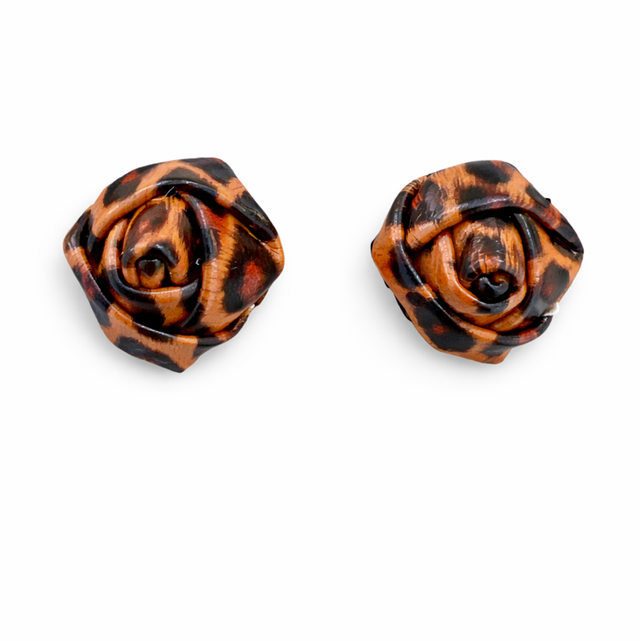 Pendientes botón animal print 