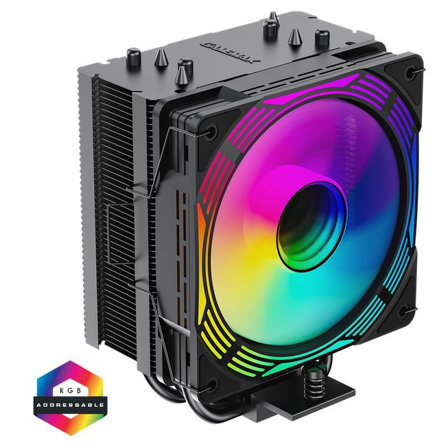 GameMax Ice Force Black CPU Cooler With 120mm FN12A-C8I PWM ARGB Infinity Fan 4 x 6mm Heat Pipes TDP 200W