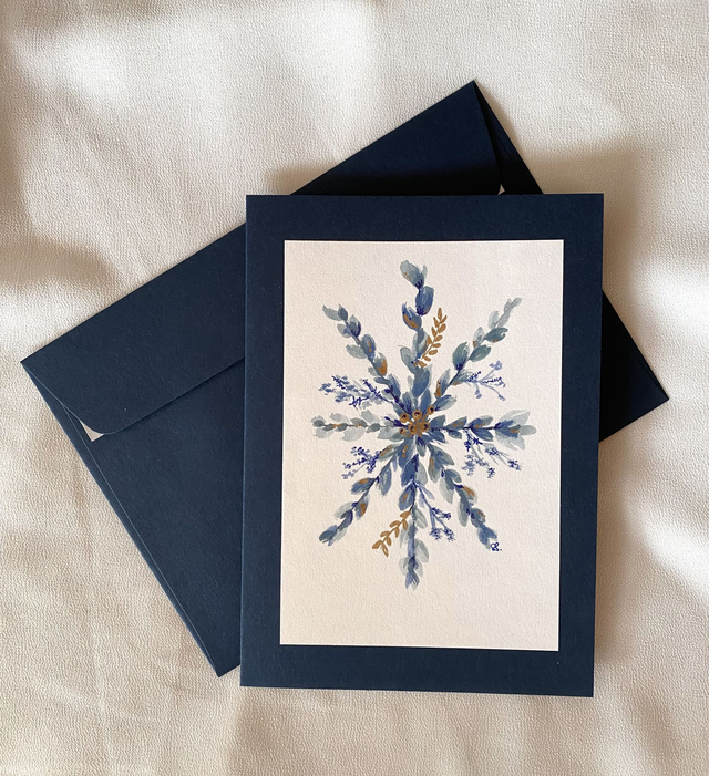 Doppelkarte - Eisblume gold