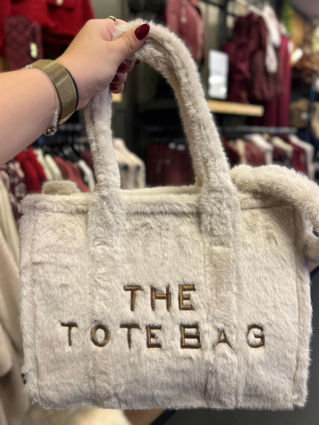 Tote bag fur ecru