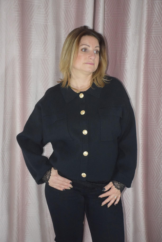 Gilet à boutons doré - Noir