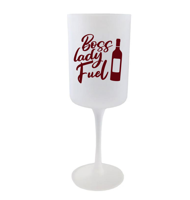 Wine Glass - Boss Lady Fuel - 275ml Red Wine Goblet - Frosted
