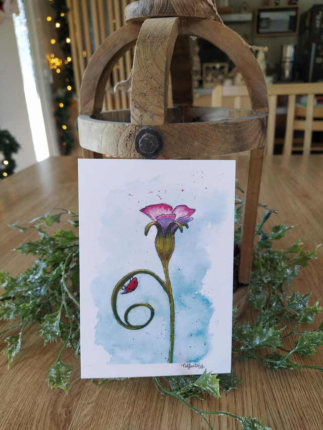 Carte "Fleur et coccinelle", 10 x 15 cm