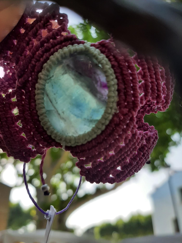 Bracelet macramé et fluorite