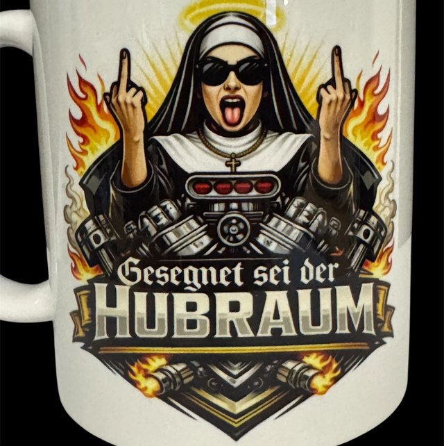 Thermobecher / Tasse gesegnet sei der Hubraum 