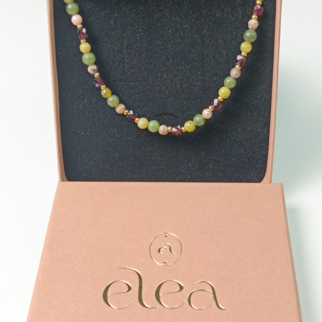 Bracelet NOMADE, Rhodochrosite, Grenat, Serpentine