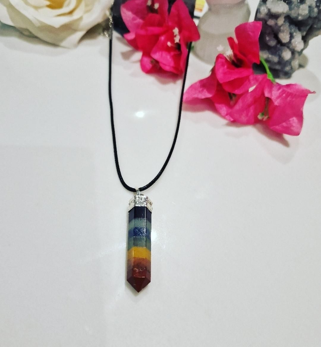 Necklace (Black Cord) with Crystal Pendant