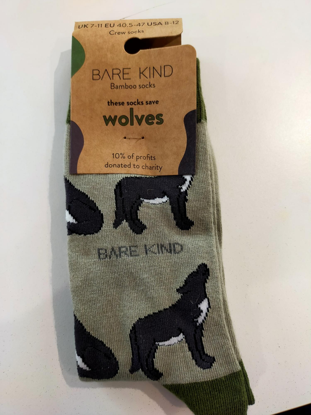 Wolf Bamboo Socks, size 7-11, Bare Kind