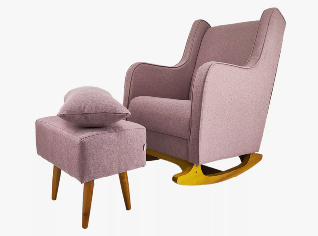 Kit Poltrona Amamentação Balanço Windy Baby Linho Almofada